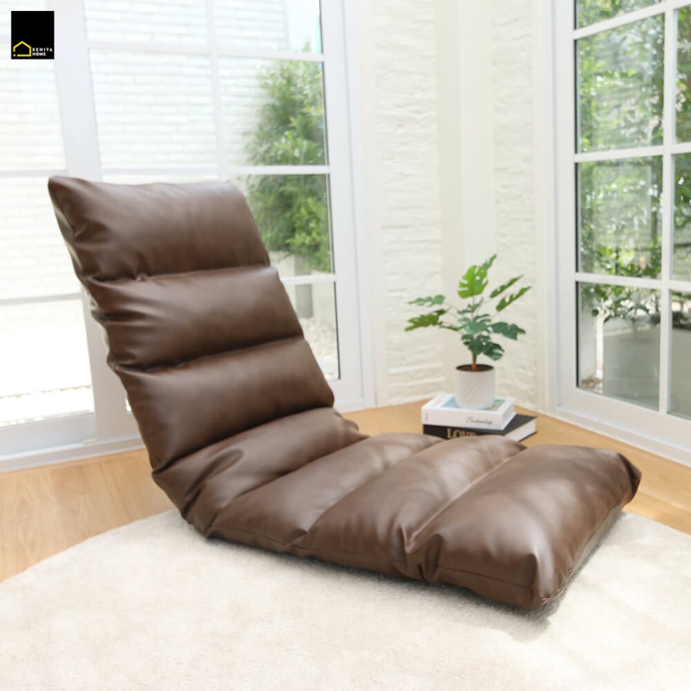 โซฟานั่งพื้นปรับได้ 3 ตำแหน่ง 6 ระดับ RENITA HOME รุ่น RINA PLUS หนัง Premium PU สีน้ำตาลเข้ม 50x140ซม._10